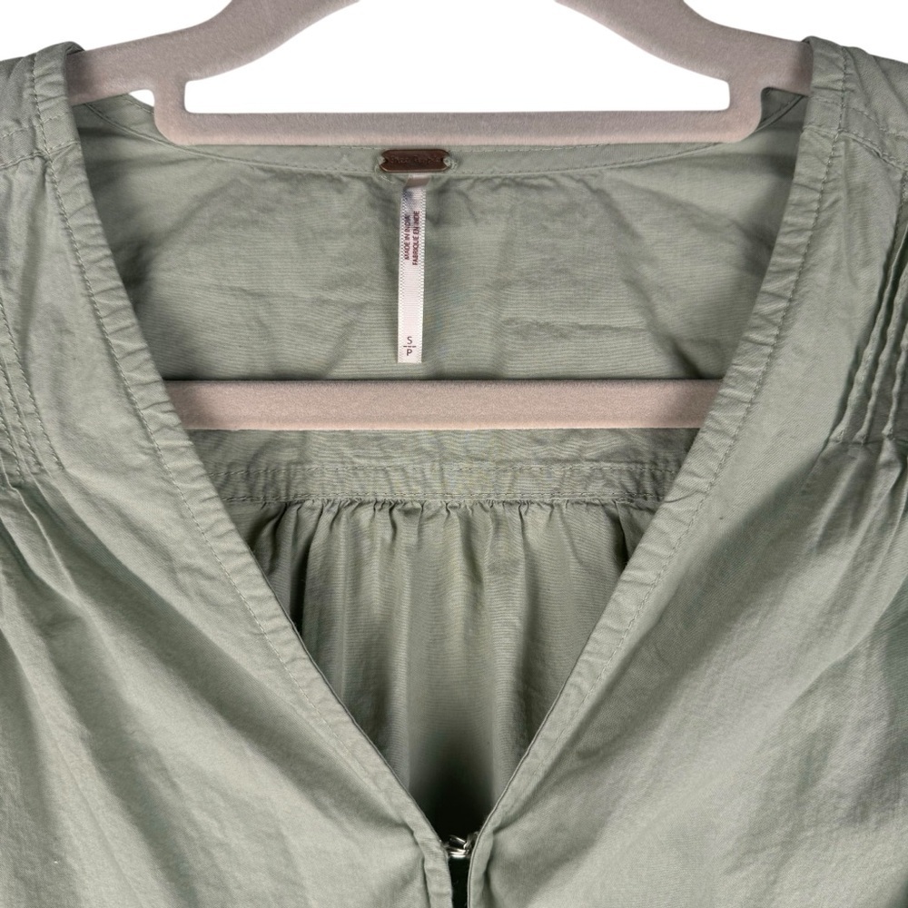 Free People Green 100% Cotton Gigi Tie Front Crop Top Size Small P - Picture 3 of 11